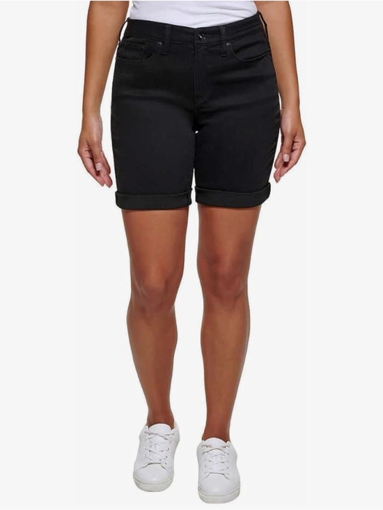 Dkny Pants - NWT DKNY Jeans 9" Black Midweight Stretchy Cuffed Bermuda Shorts (10)
